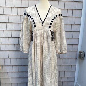 Zara Trafaluc Embroidered Caftan Dress Small